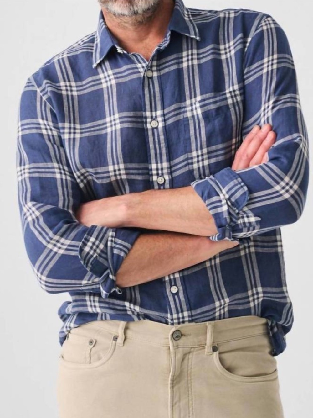 Faherty Linen Laguna Shirt in Jetty Plaid Size Large Excellent Condition 🌅